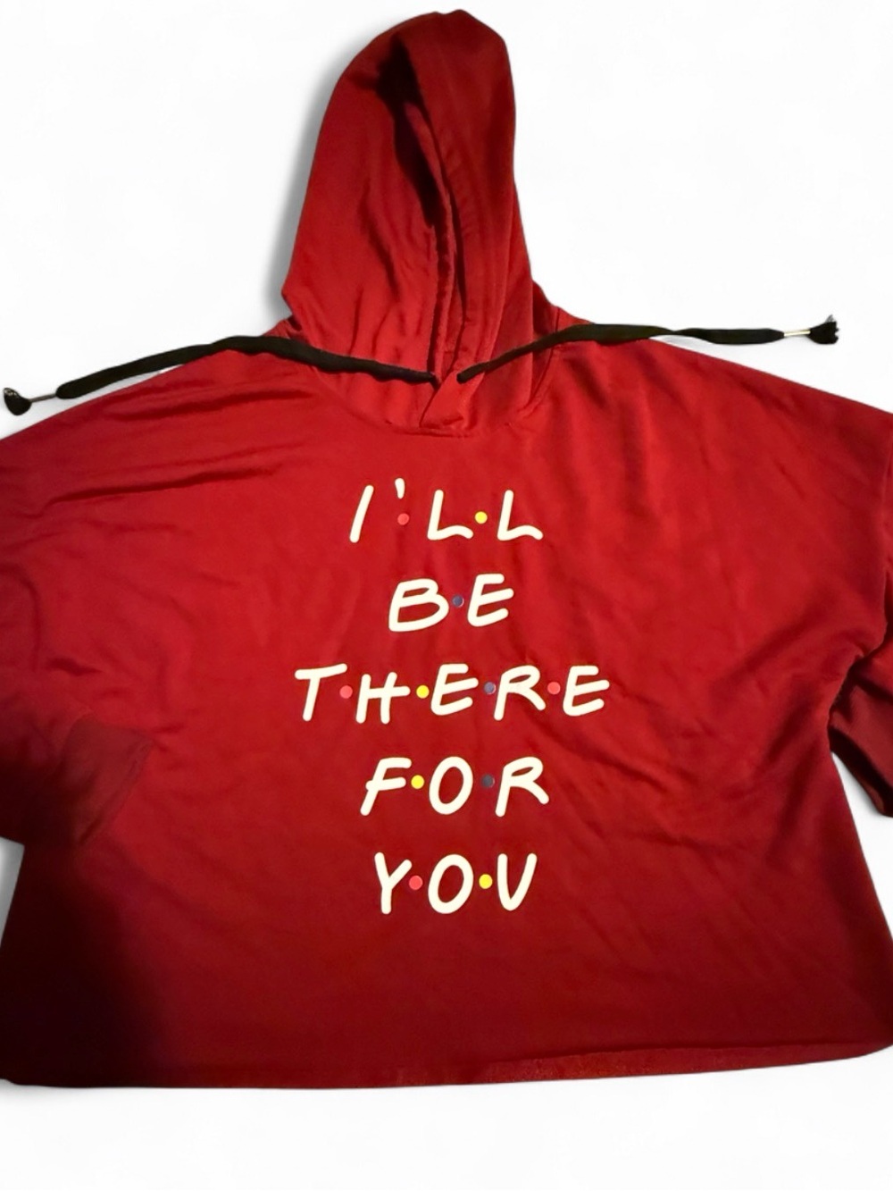 Friends “I’ll Be There For You” Red Cropped Hoodie Size XL - Picture 3 of 4